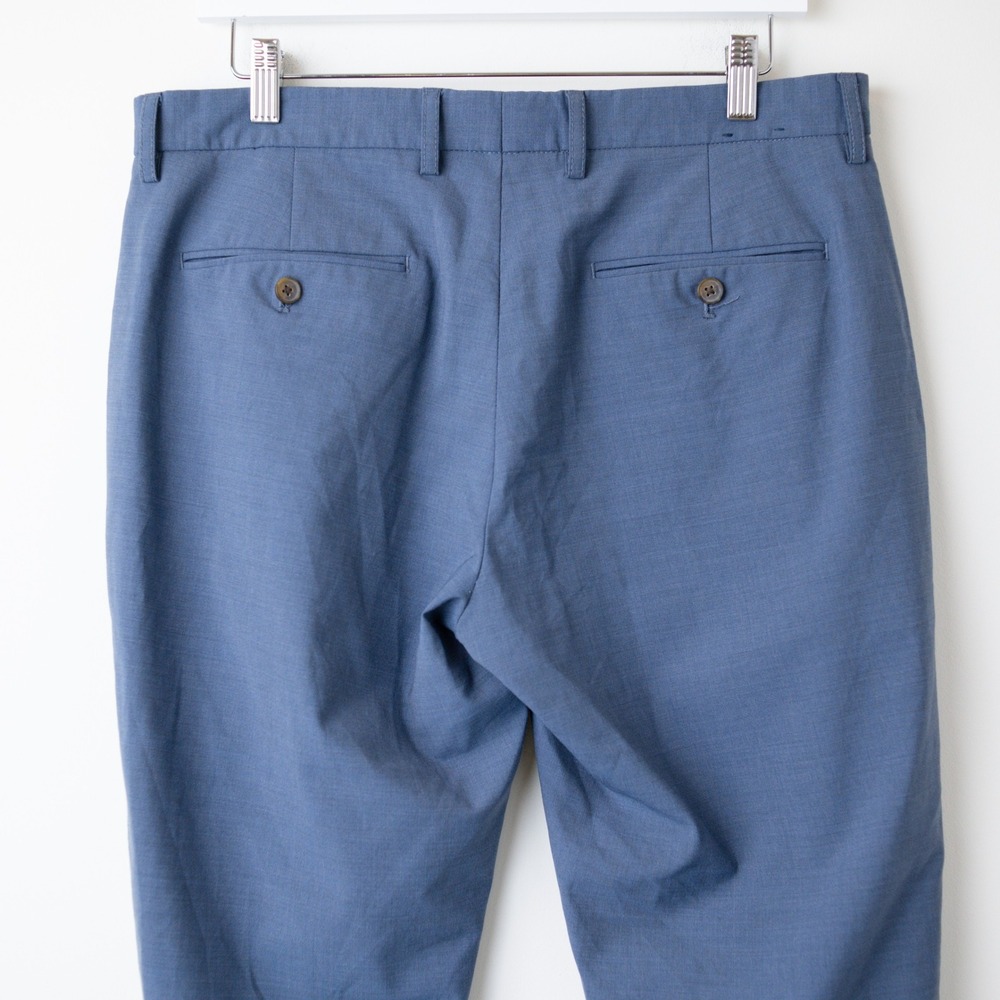 J.Crew Thompson Wool Dress Suit Pants Mens 33x32 Blue Tapered Trousers AP879 - Picture 6 of 10